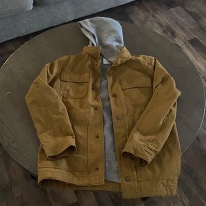 Khaki utility jacket, gray inside and hood, from Old Navy, US XL (14-16)